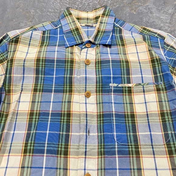45RPM Blue Yellow Cotton Plaid Button Up Shirt size 1 - Picture 2 of 11